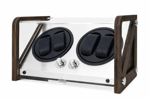 Charcoal 4-watch automatic winder shown holding four watches