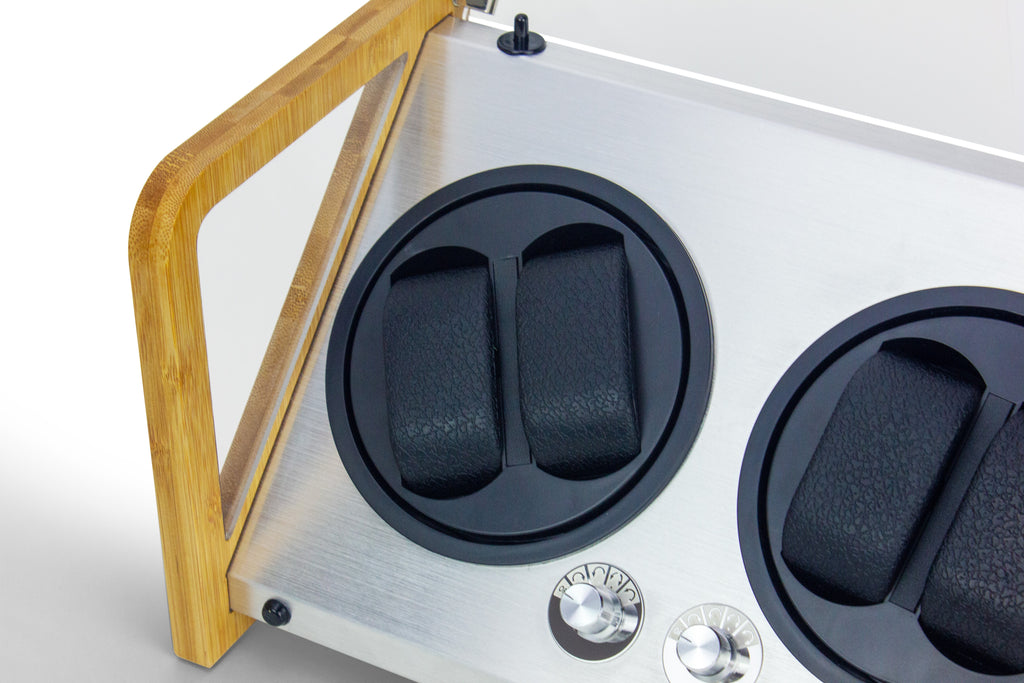 Bamboo 4-watch automatic winder with programmable rotation controls
