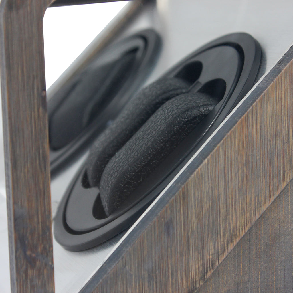 Front view of charcoal bamboo quad watch winder box